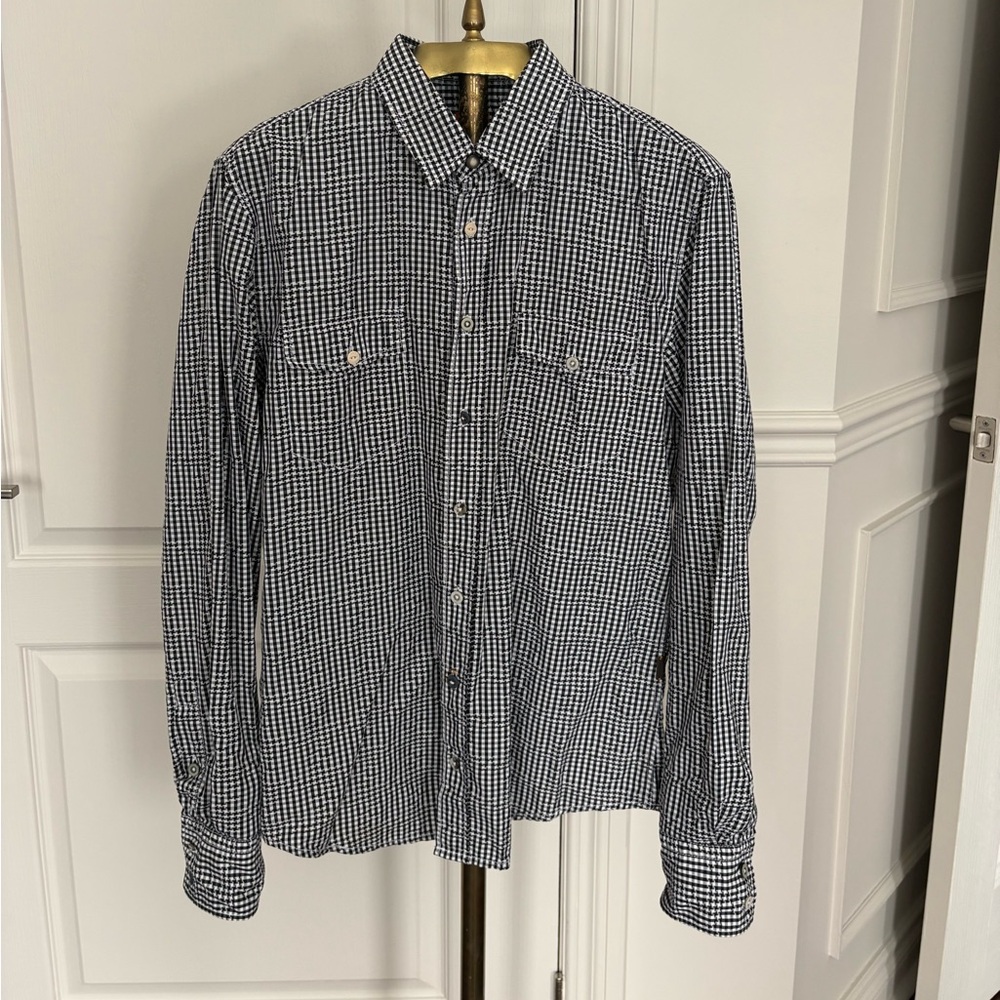 Hugo Boss Black and White Checkered Men's Shirt